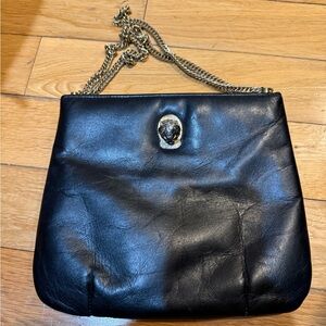 Chic Black Leather Shoulder Bag with Chain Strap